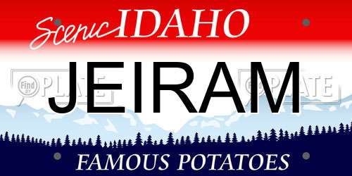 JEIRAM Idaho License Plate