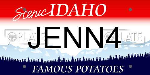 JENN4 Idaho License Plate