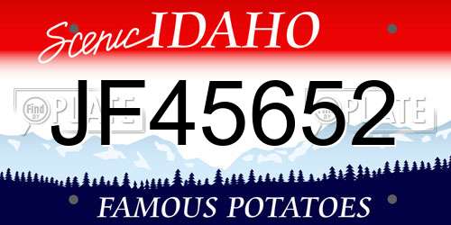 JF45652 Idaho License Plate