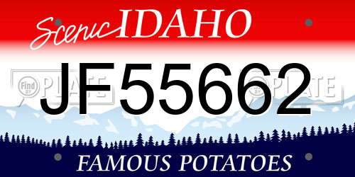 JF55662 Idaho License Plate