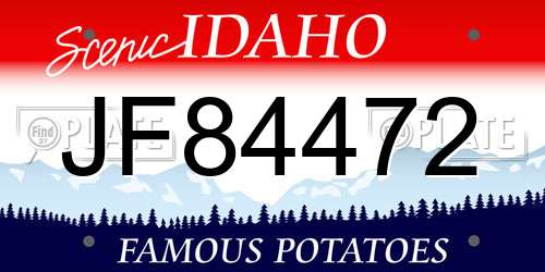 JF84472 Idaho License Plate