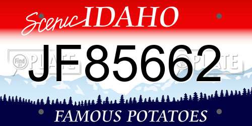 JF85662 Idaho License Plate