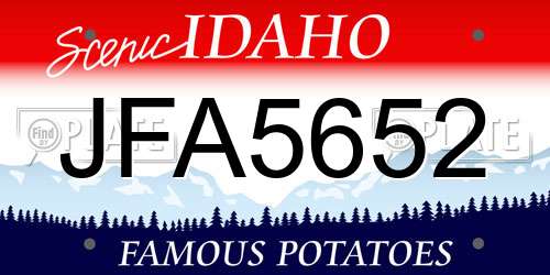 JFA5652 Idaho License Plate