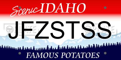JFZSTSS Idaho License Plate