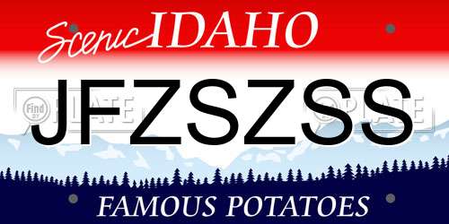 JFZSZSS Idaho License Plate