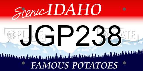 JGP238 Idaho License Plate