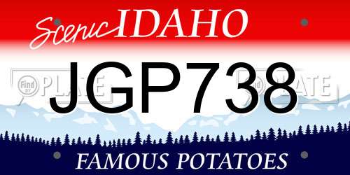 JGP738 Idaho License Plate