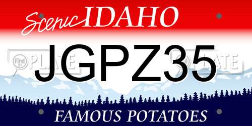 JGPZ35 Idaho License Plate