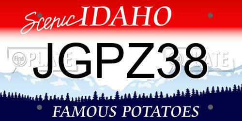 JGPZ38 Idaho License Plate