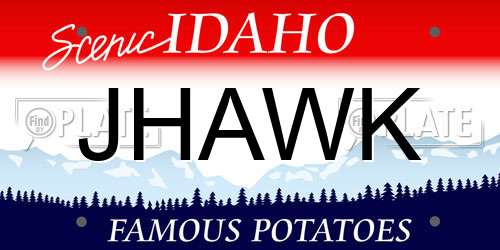 JHAWK Idaho License Plate