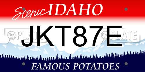 JKT87E Idaho License Plate