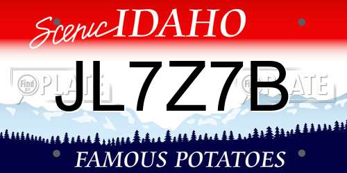 JL7Z7B Idaho License Plate