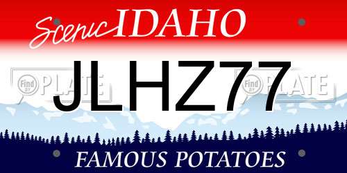 JLHZ77 Idaho License Plate