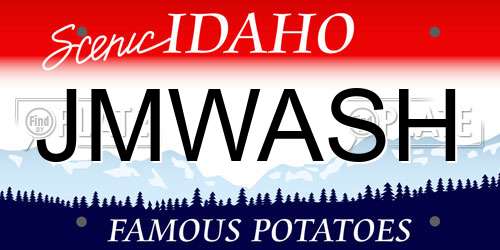 JMWASH Idaho License Plate