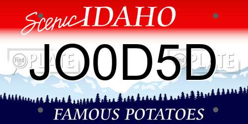 JO0D5D Idaho License Plate
