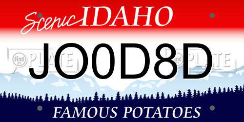 JO0D8D Idaho License Plate