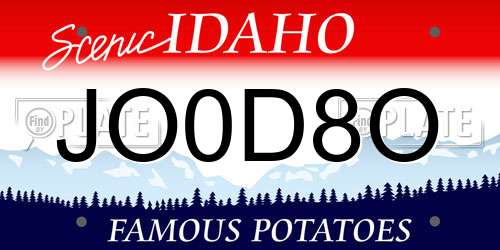 JO0D8O Idaho License Plate