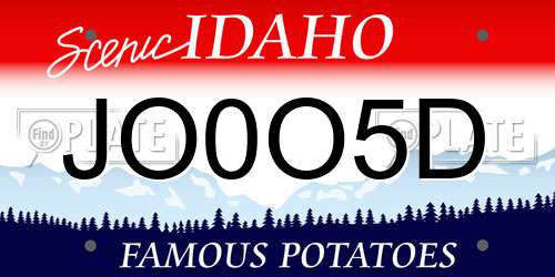 JO0O5D Idaho License Plate