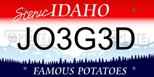 JO3G3D Idaho License Plate
