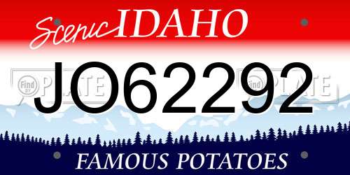 JO62292 Idaho License Plate