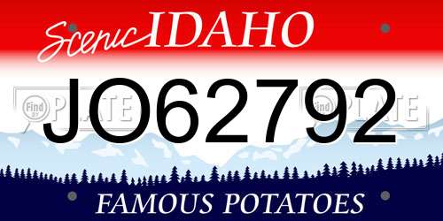 JO62792 Idaho License Plate