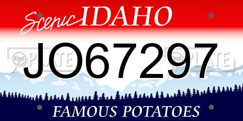 JO67297 Idaho License Plate