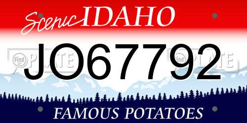 JO67792 Idaho License Plate