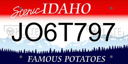 JO6T797 Idaho License Plate