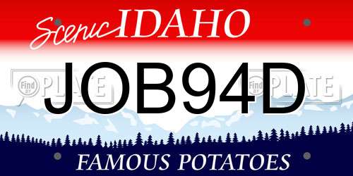 JOB94D Idaho License Plate