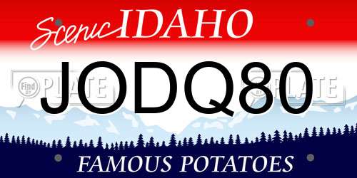JODQ80 Idaho License Plate