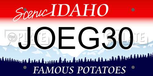 JOEG30 Idaho License Plate