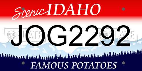 JOG2292 Idaho License Plate