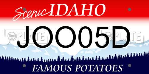 JOO05D Idaho License Plate