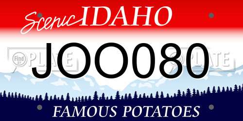 JOO080 Idaho License Plate