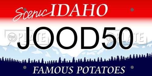 JOOD50 Idaho License Plate