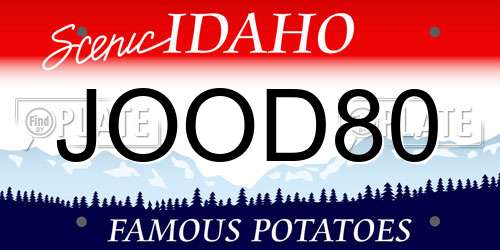 JOOD80 Idaho License Plate