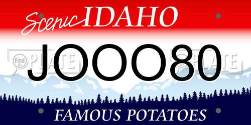 JOOO80 Idaho License Plate