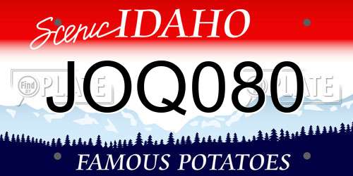 JOQ080 Idaho License Plate