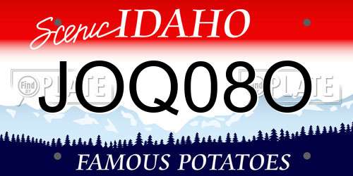 JOQ08O Idaho License Plate