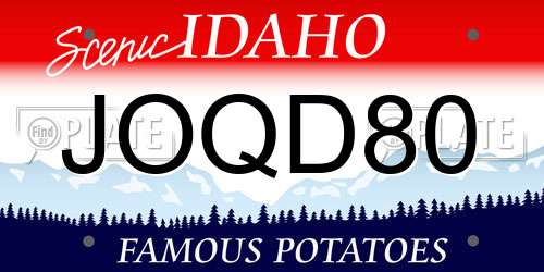 JOQD80 Idaho License Plate