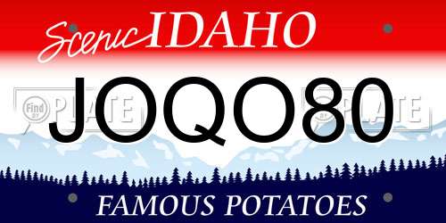JOQO80 Idaho License Plate