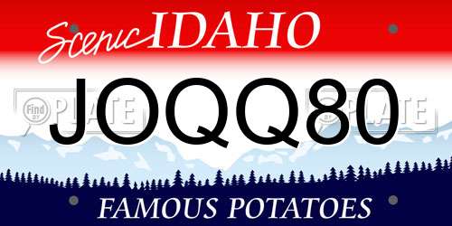 JOQQ80 Idaho License Plate