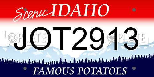 JOT2913 Idaho License Plate