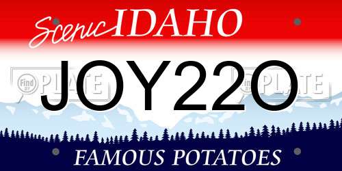 JOY22O Idaho License Plate