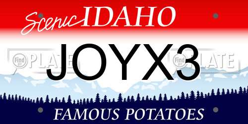 JOYX3 Idaho License Plate