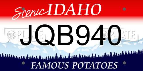 JQB940 Idaho License Plate