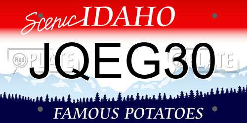 JQEG30 Idaho License Plate