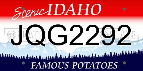 JQG2292 Idaho License Plate