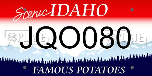 JQO080 Idaho License Plate