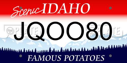 JQOO80 Idaho License Plate